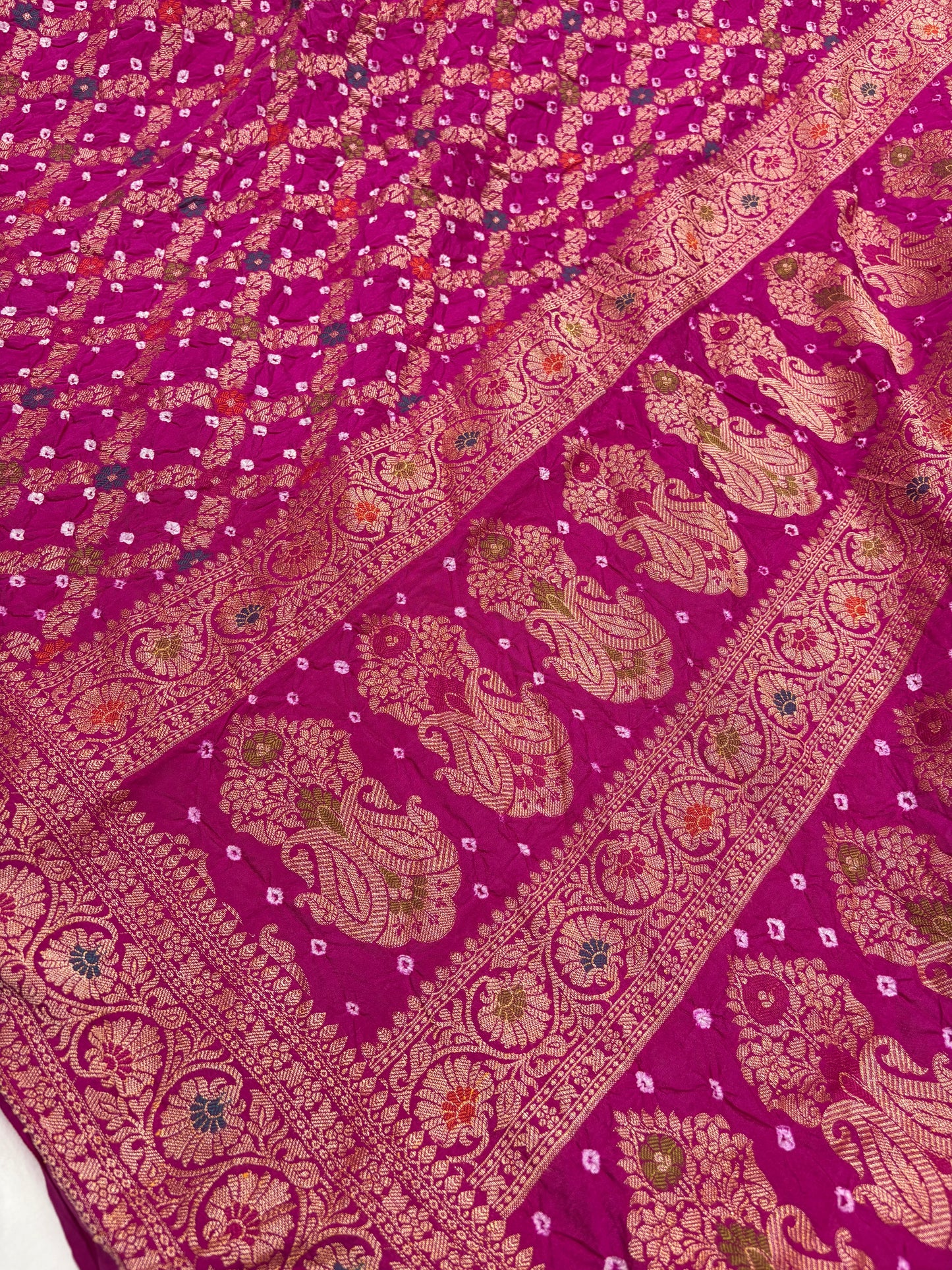 Pink Bandhej Banarasi Silk Saree | Shringar Mala