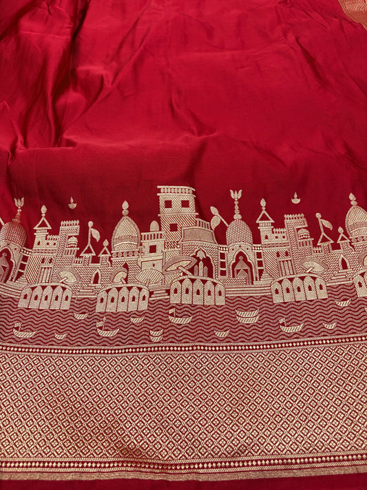 Kashi Darshan Mashru Saree – Maroon (K48)