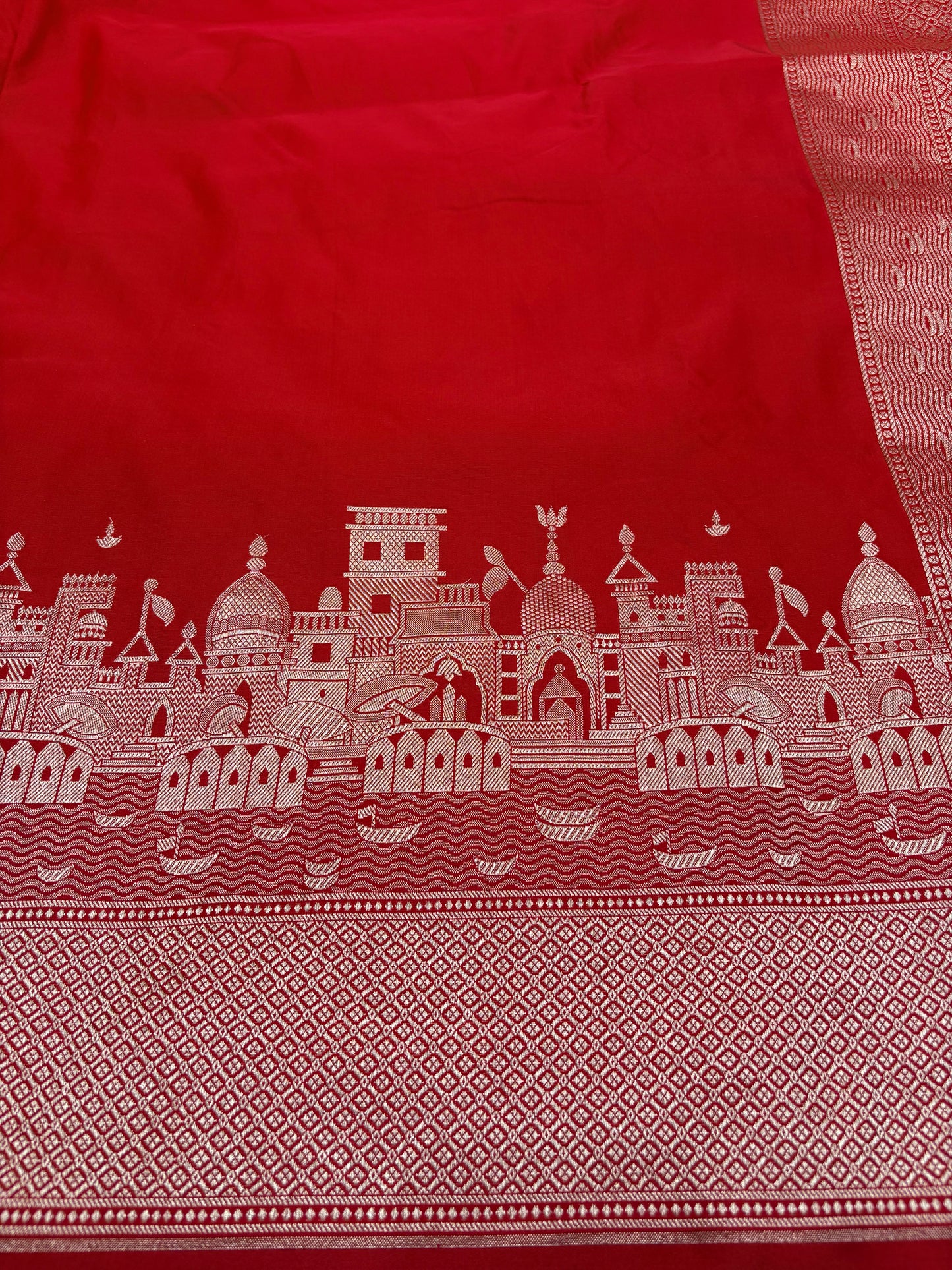Kashi Darshan Mashru Saree – Red