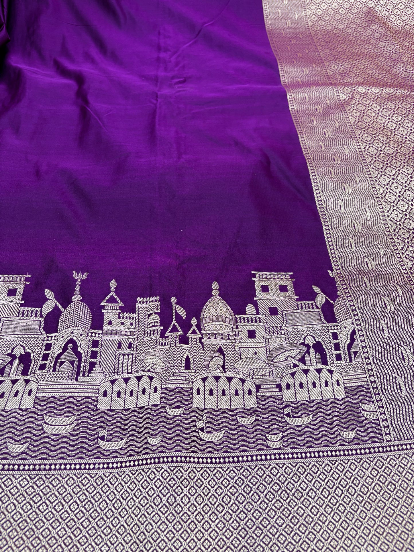 Kashi Darshan Mashru Saree – Wine Purple