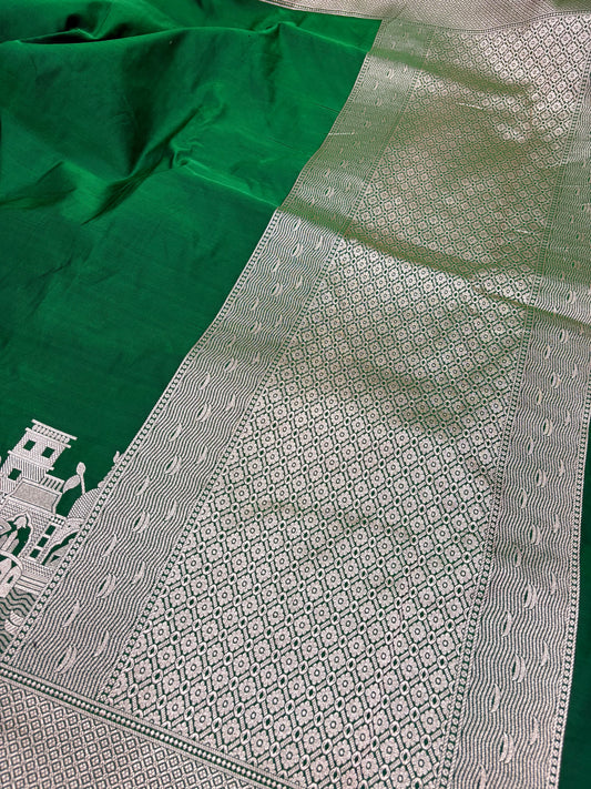 Kashi Darshan Mashru Saree – Green