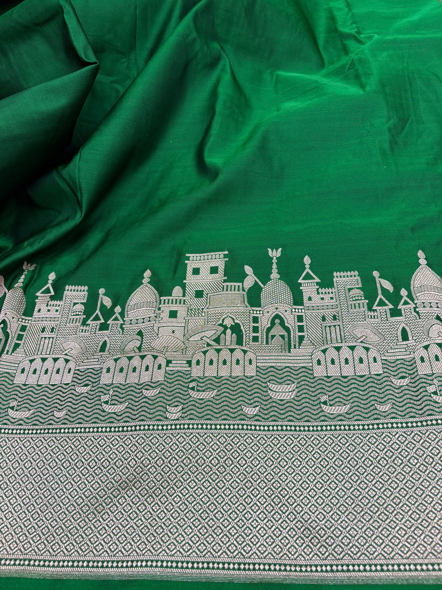 Kashi Darshan Mashru Saree – Green