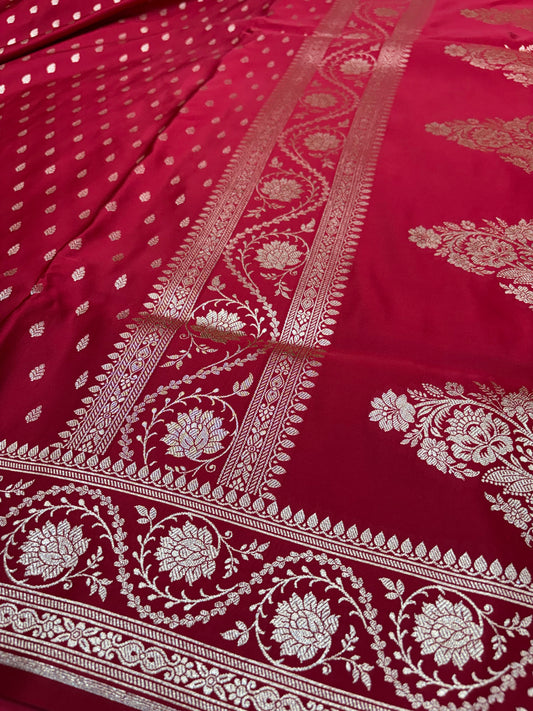 Red Katan Silk Banarasi Saree with Golden Zari Weaving (K60)