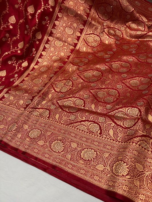 Red Banarasi Satin Silk Saree with Stone Work (S8)