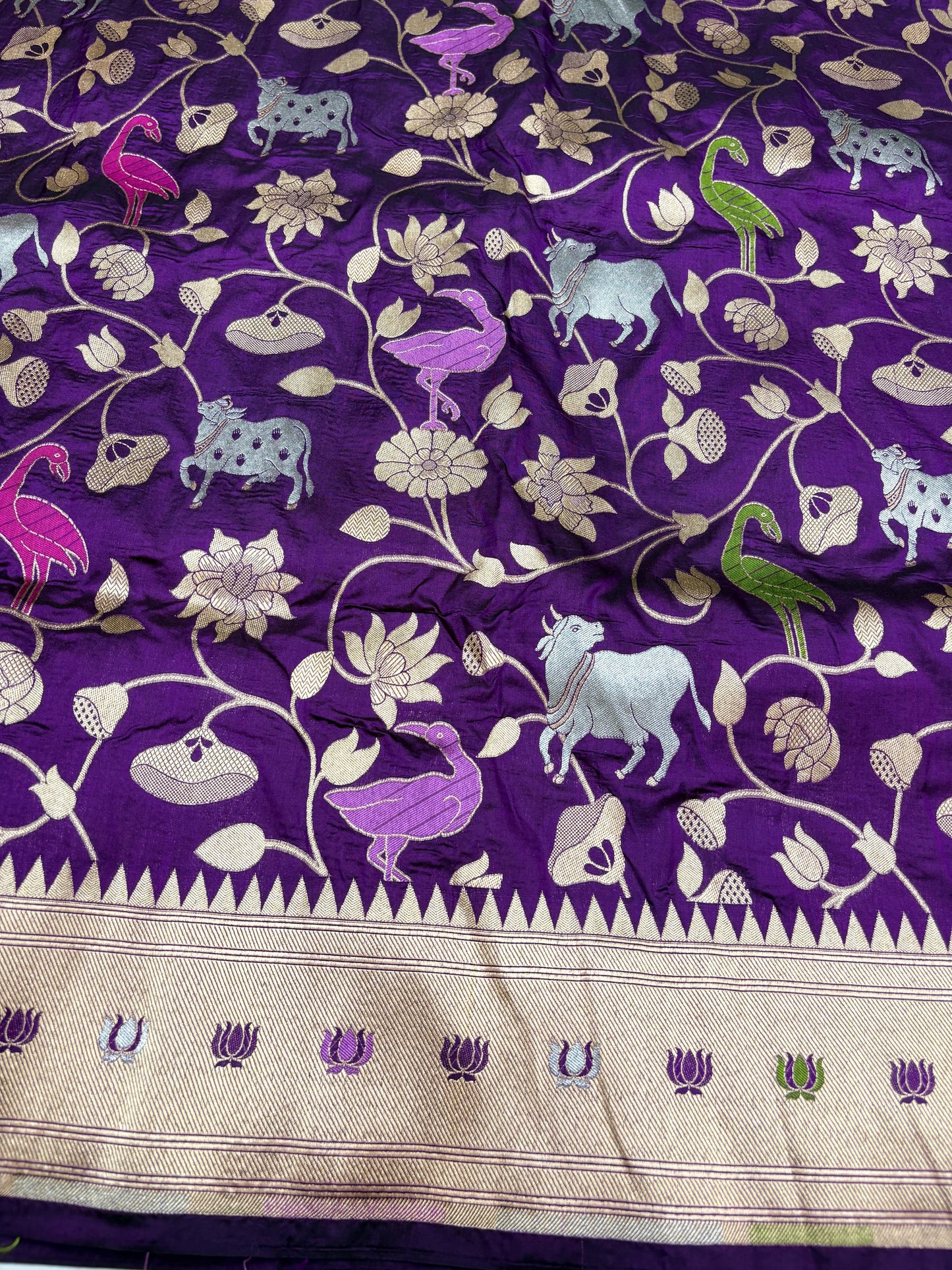 Pure Banarasi Meenakari Silk Saree – Rajsi Jangla (Animal Figure) (PK 24)