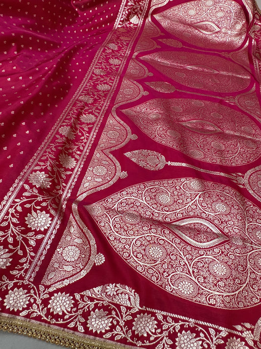 Maroon Satin Silk Saree with Banarasi Zari Weaving (S6)