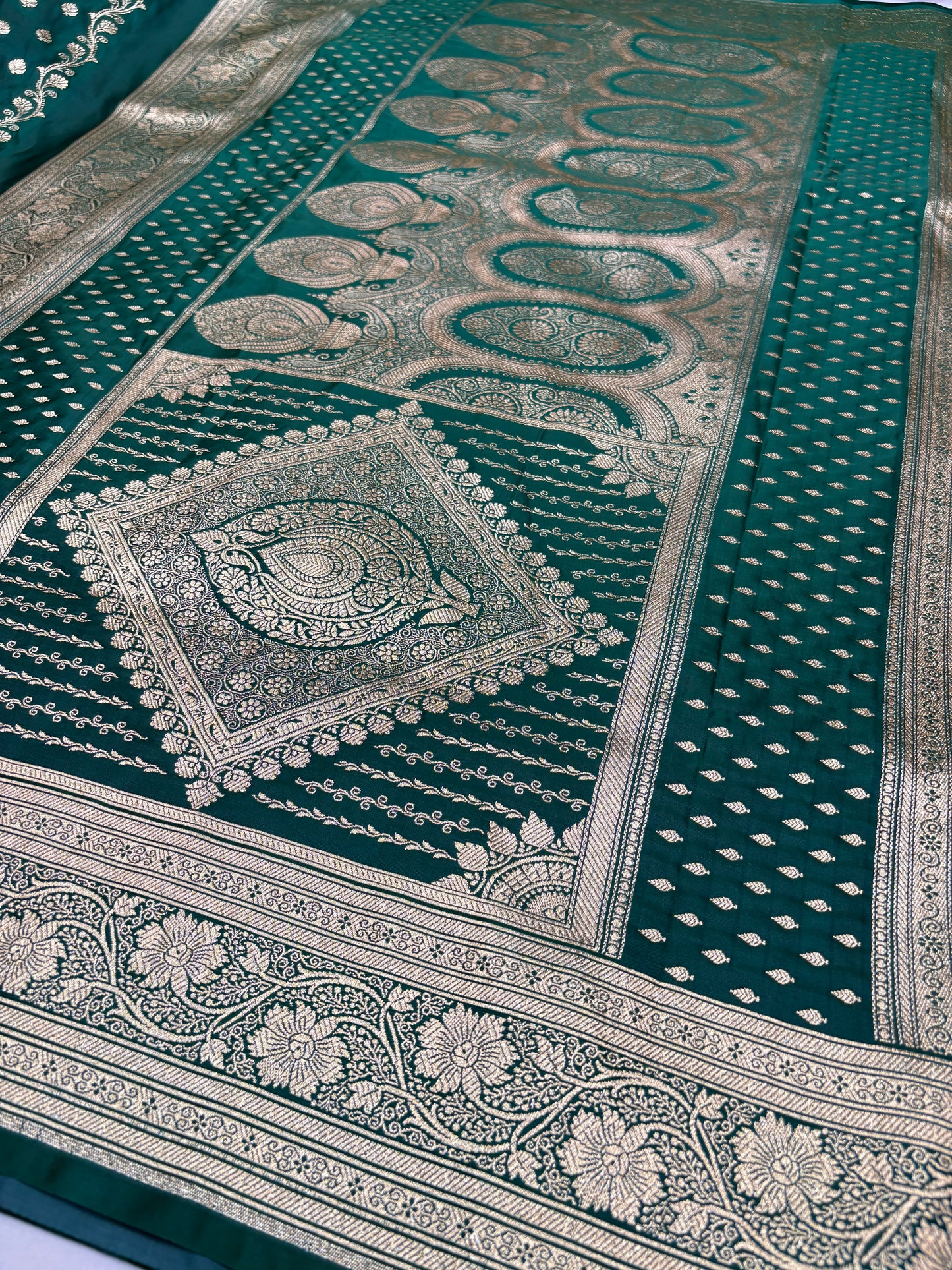 Green Katan Banarasi Saree (K62)