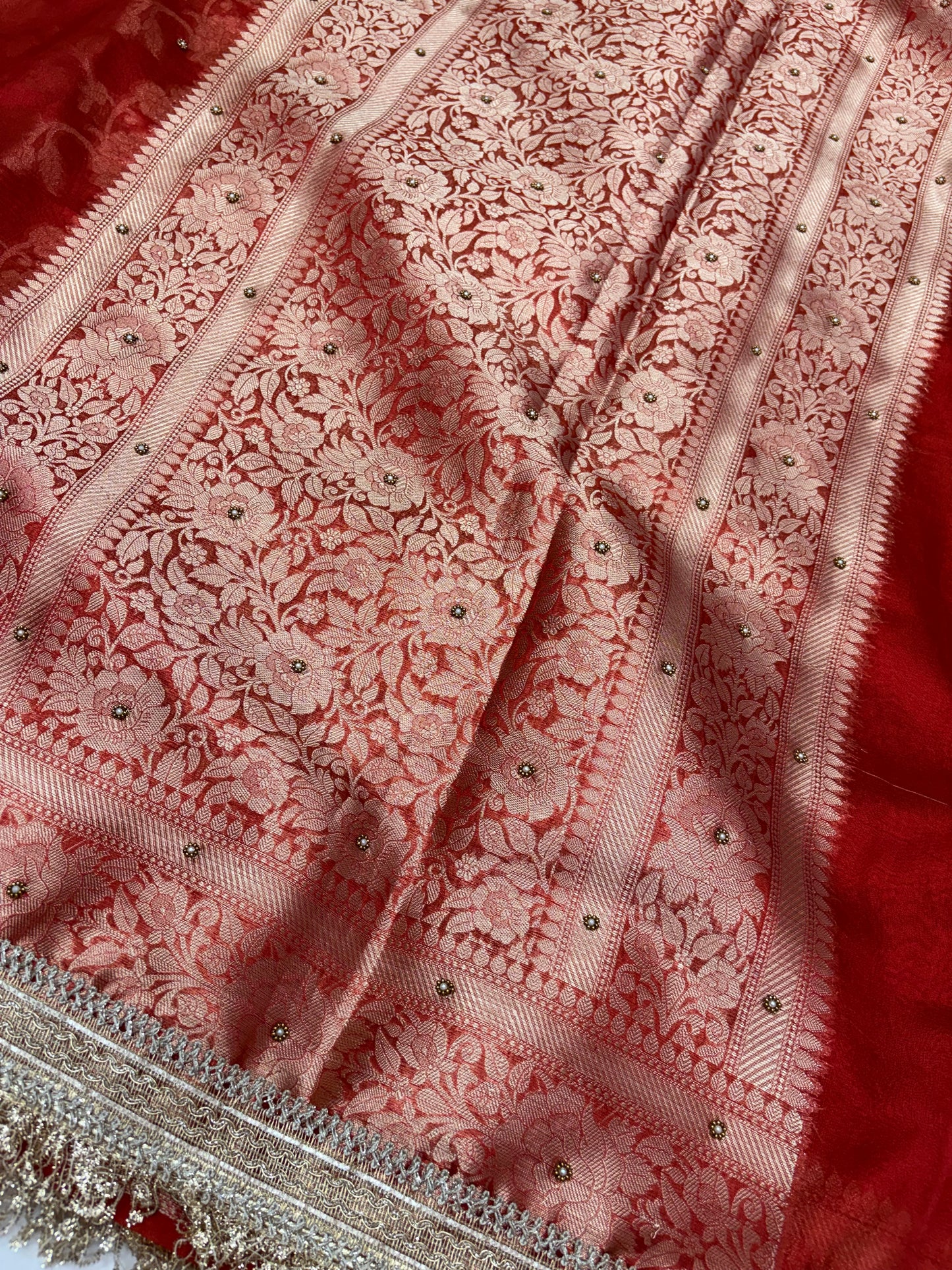 Banarasi Tissue Saree with Varmala Zardozi Handwork (T9)