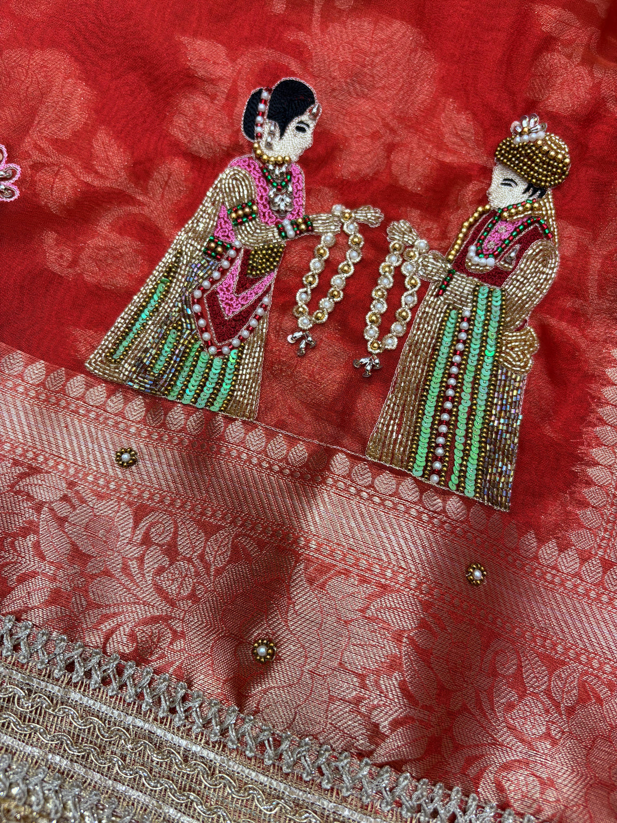 Banarasi Tissue Saree with Varmala Zardozi Handwork (T9)