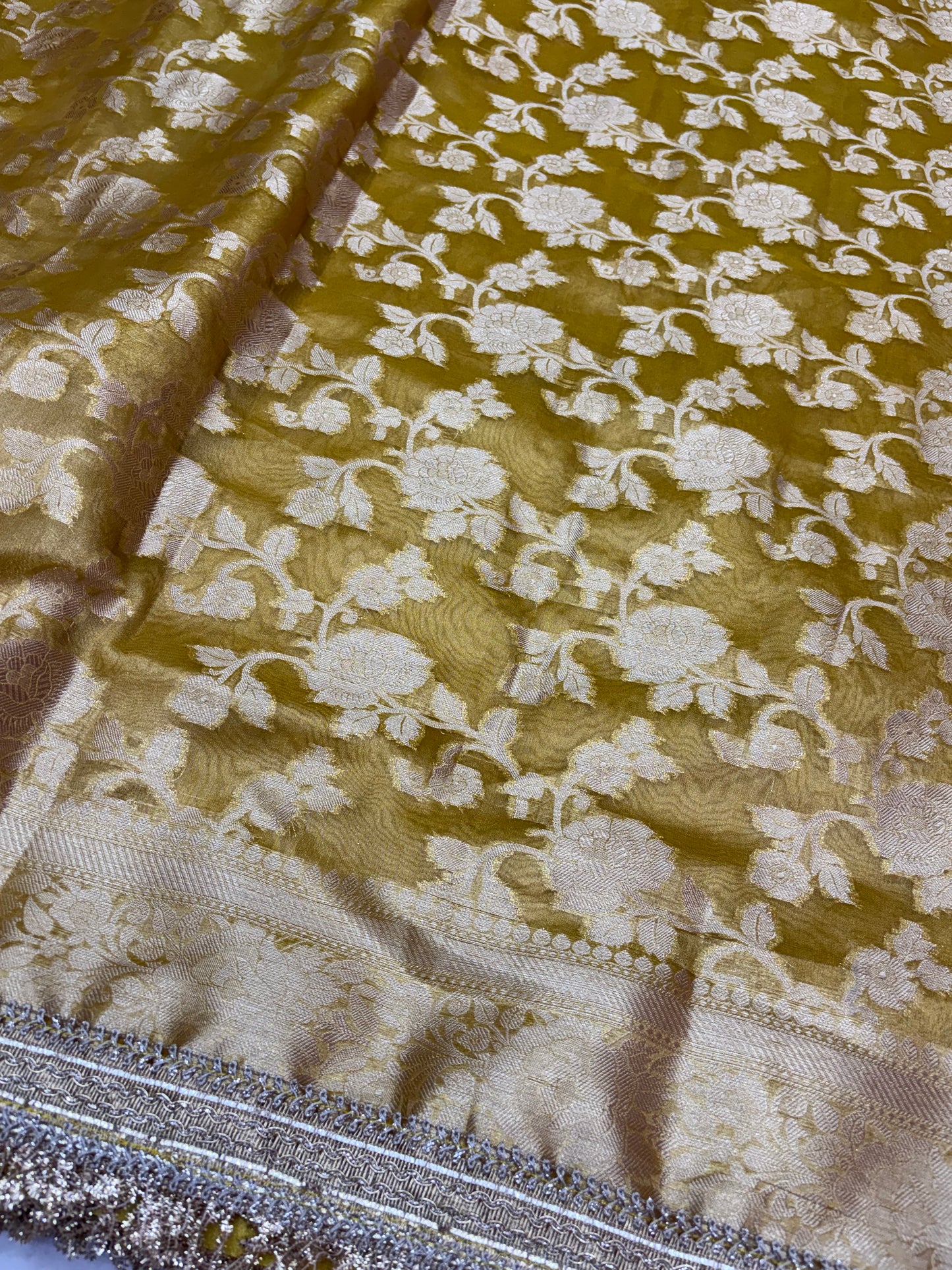 Yellow Gajraj Maharani Banarasi Tissue Saree