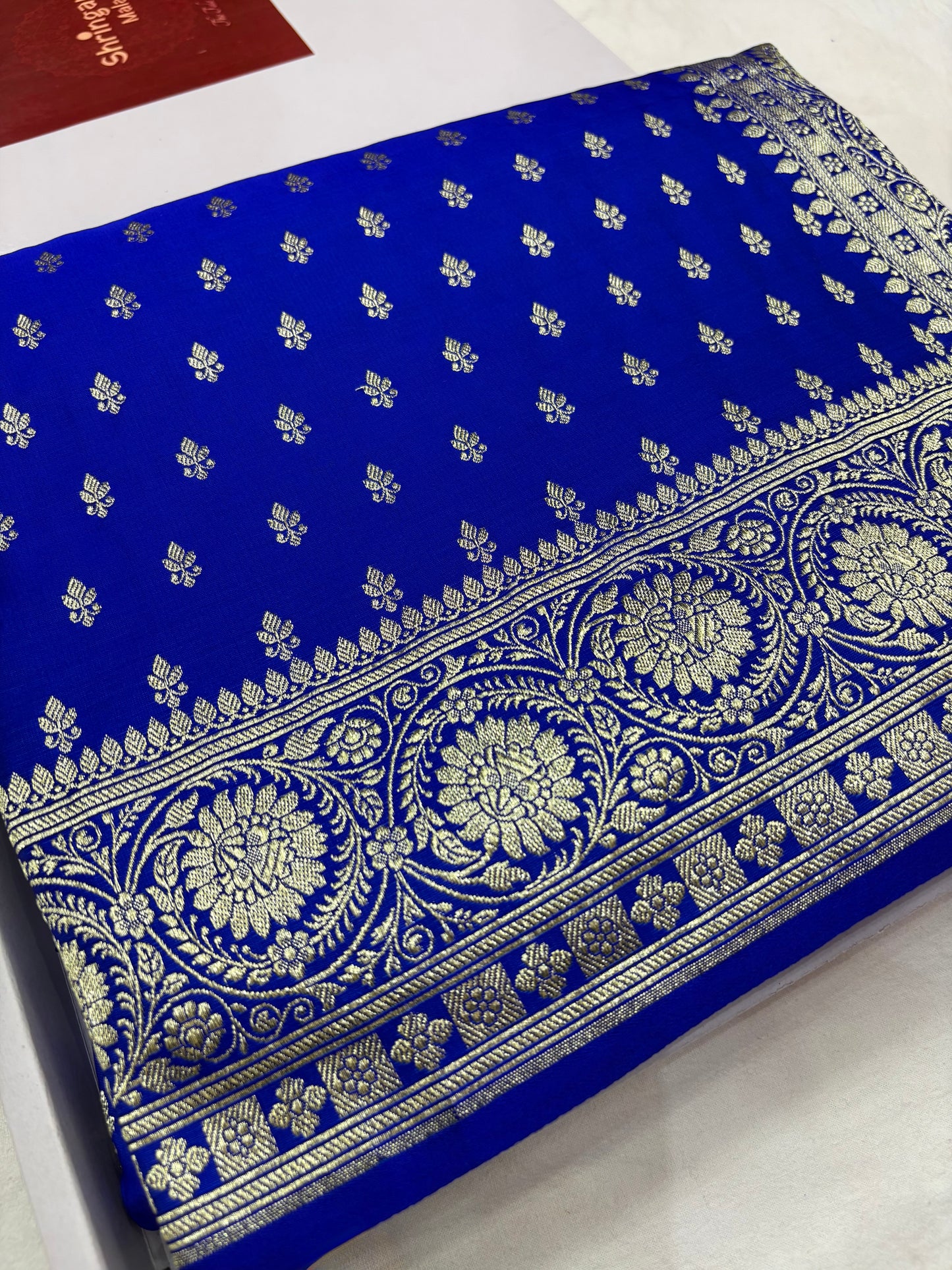 Royal Blue Banarasi Katan Silk Saree With Intricate Silver Zari Heritage Weaving
