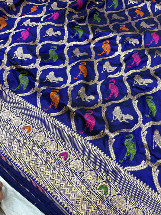 Pure Banarasi Katan Silk Saree With Multicolor Meena Weaving
