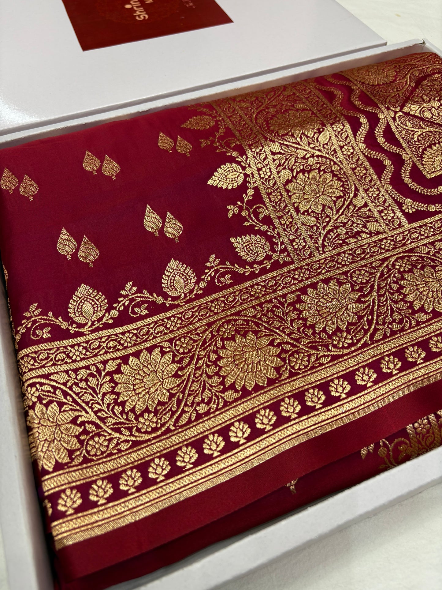 Rani Pink Katan Banarasi Saree with Gold Zari Buti and Rich Woven Pallu