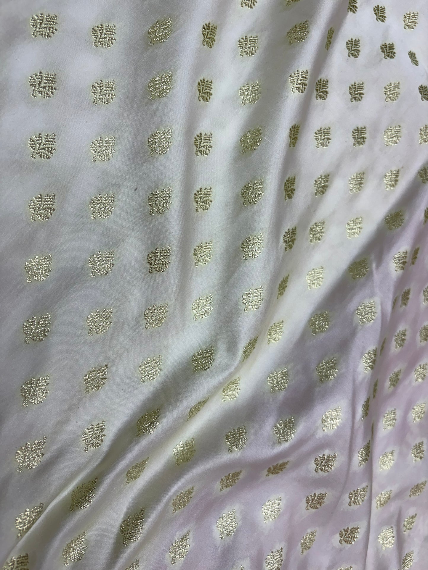 Ivory Katan Pastel Banarasi Saree with Red Contrast Border and Ornamental Pallu