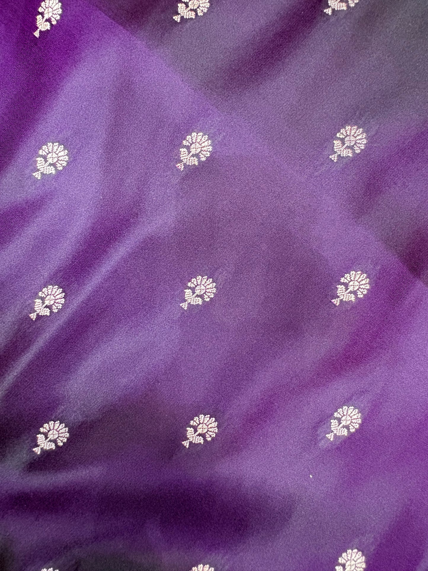 Dual Tone Purple Katan Banarasi Saree with Paisley Border and Grand Pallu (K21)