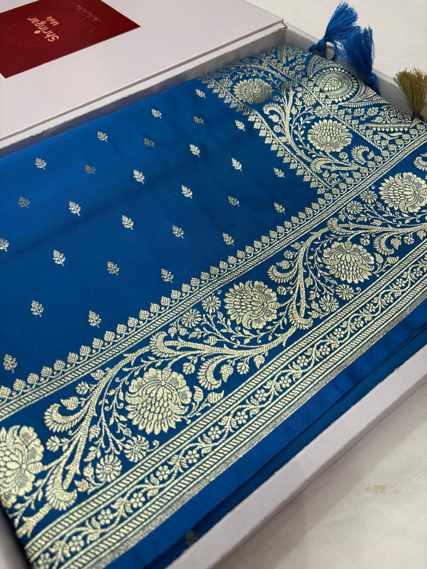 Peacock Blue Katan Banarasi Silk Saree (K31)