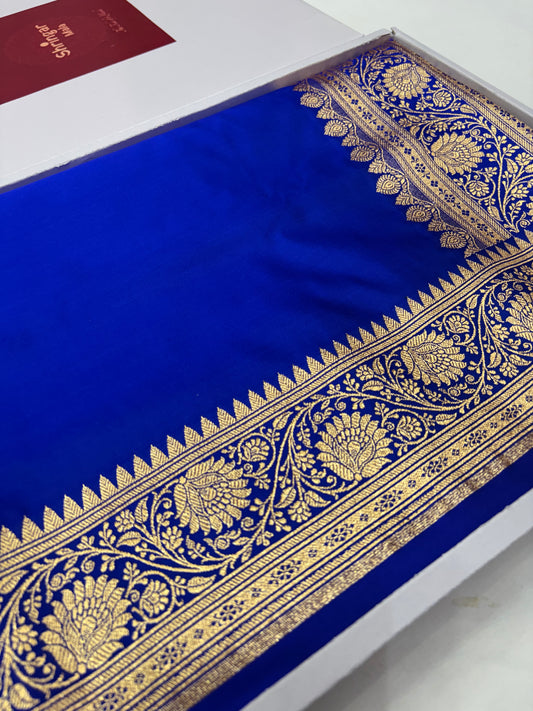 Royal Blue Katan Banarasi Silk Saree