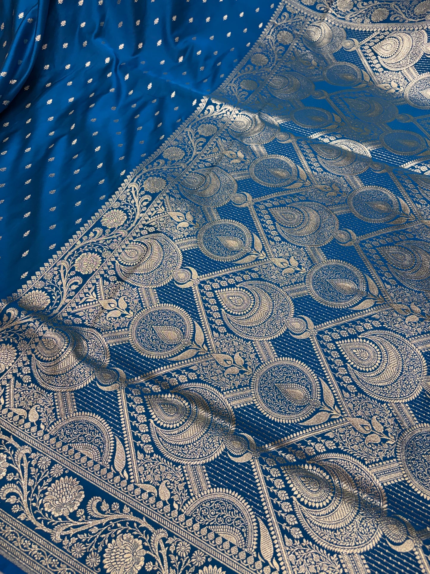 Peacock Blue Katan Banarasi Silk Saree (K31)