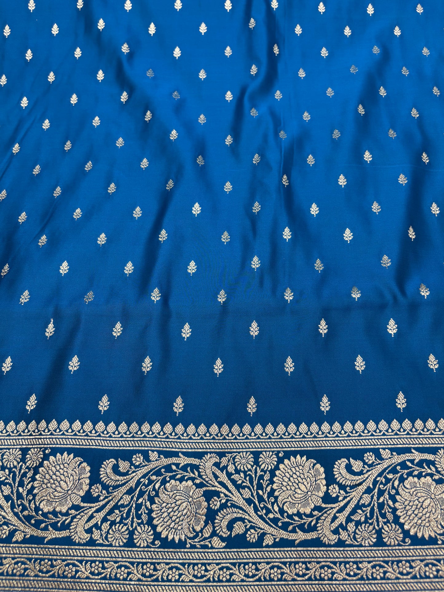 Peacock Blue Katan Banarasi Silk Saree (K31)