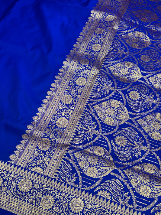 Royal Blue Katan Banarasi Silk Saree