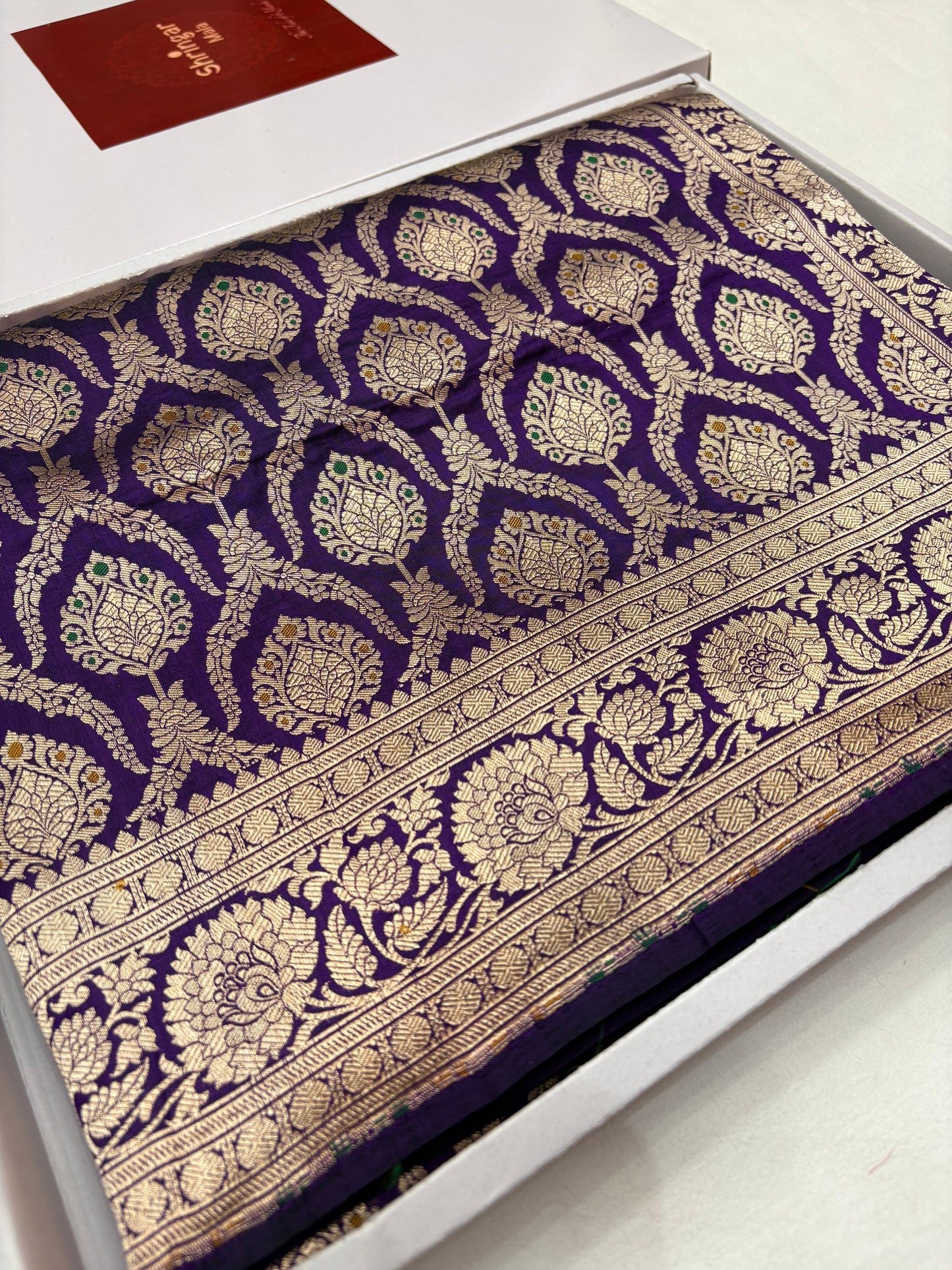 Banarasi Meenakari Woven Pure Katan Silk Saree in Purple