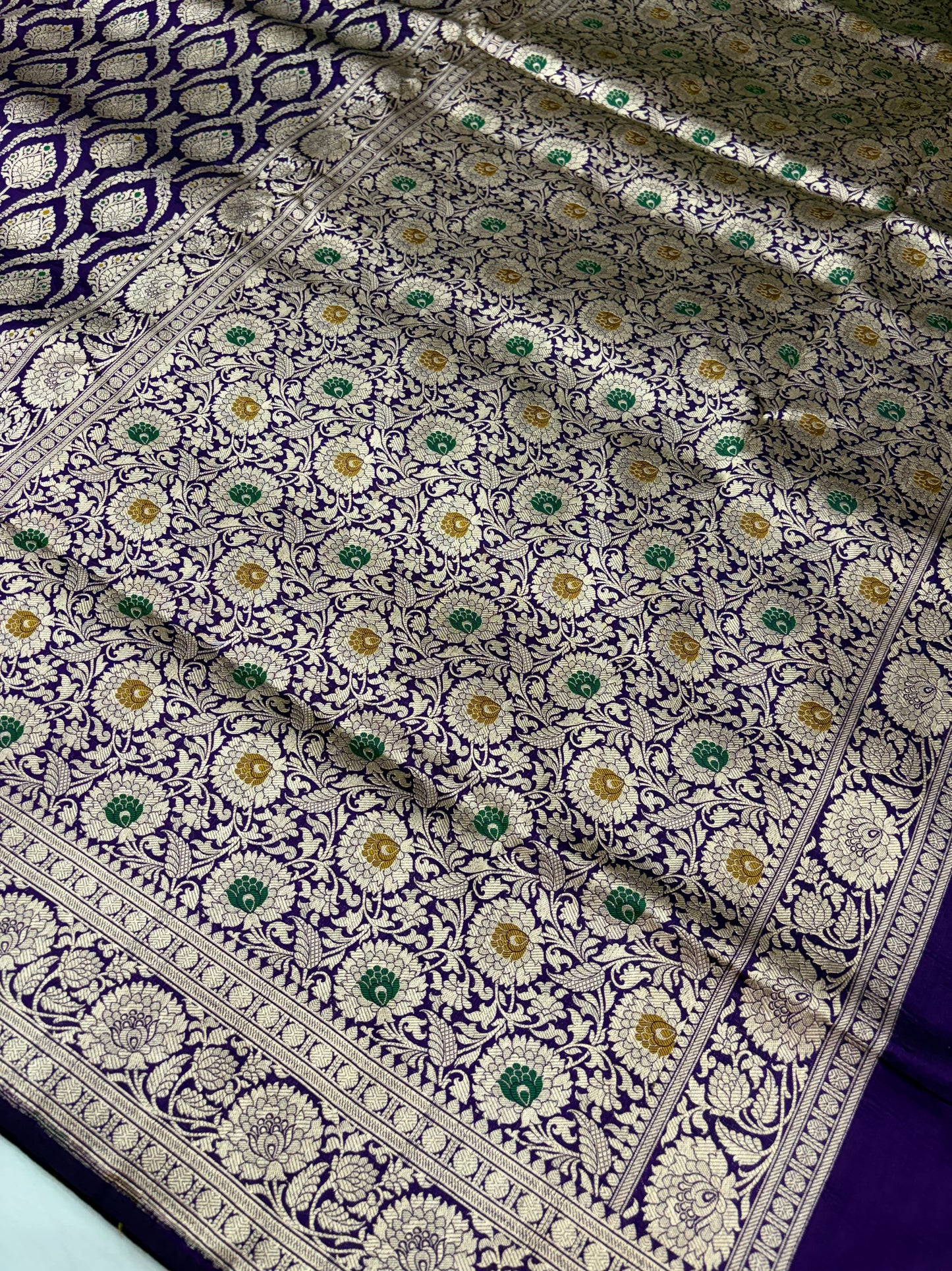 Banarasi Meenakari Woven Pure Katan Silk Saree in Purple