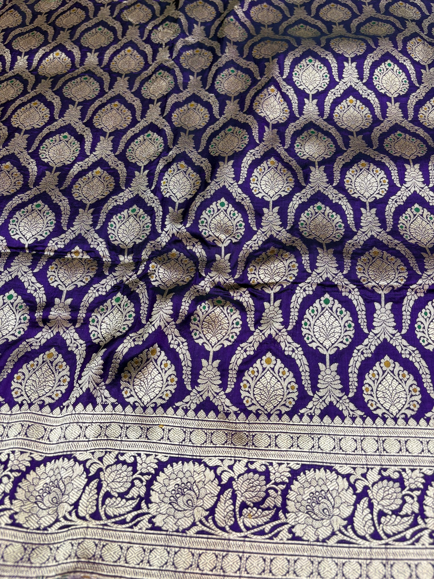 Banarasi Meenakari Woven Pure Katan Silk Saree in Purple