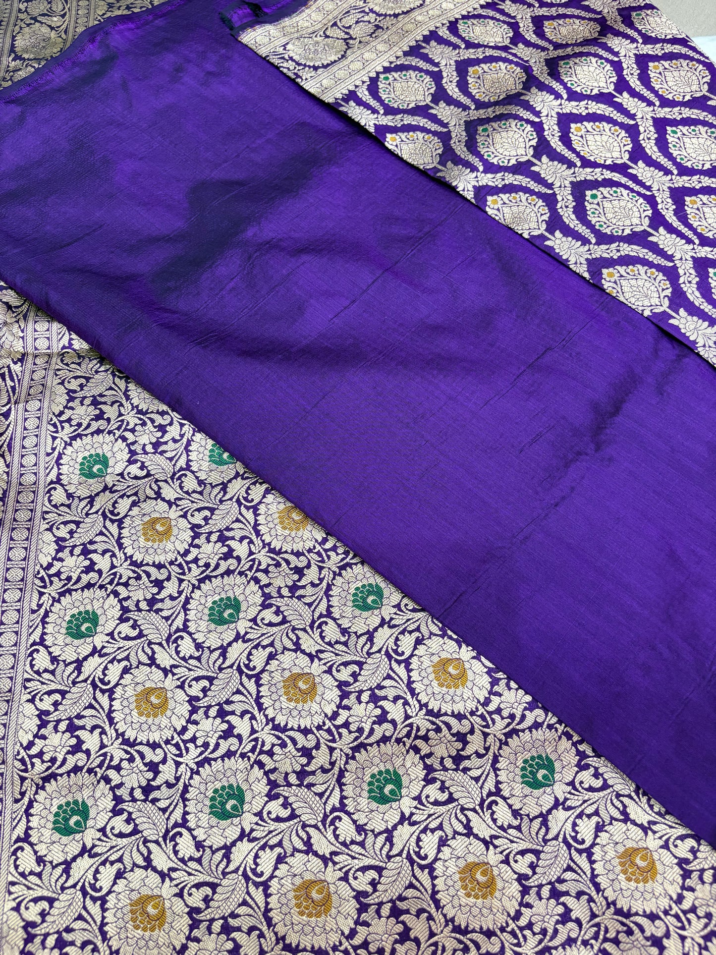Banarasi Meenakari Woven Pure Katan Silk Saree in Purple