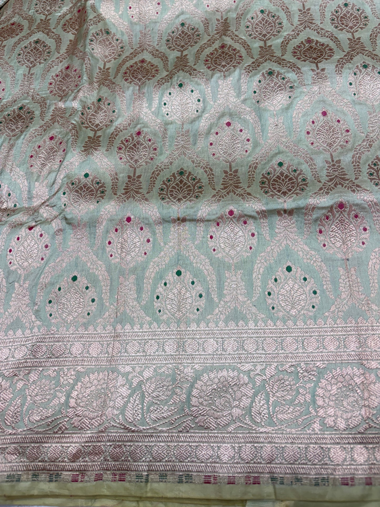 Banarasi Meenakari Woven Pure Katan Saree in Pista Green