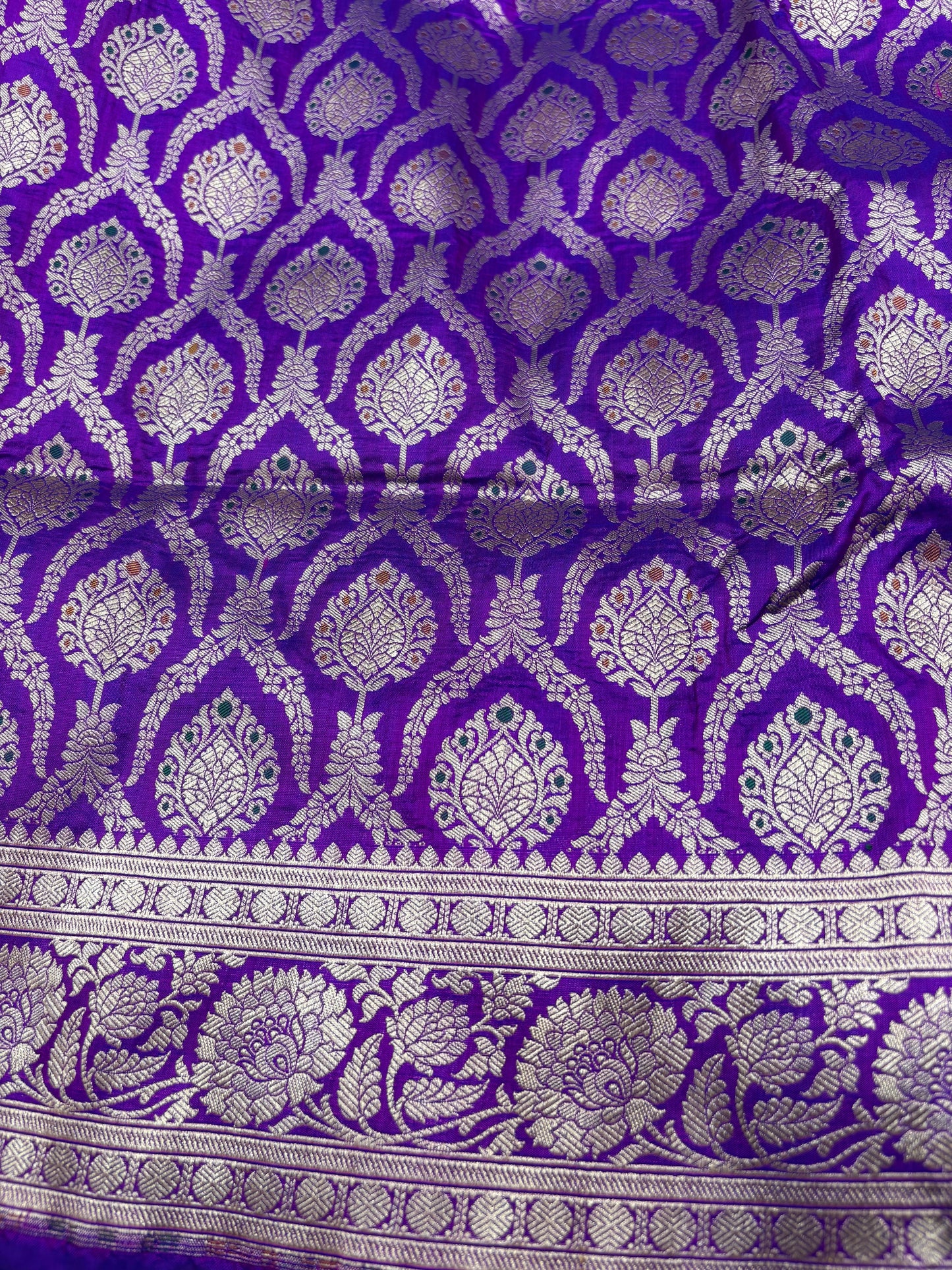 Banarasi Meenakari Woven Pure Katan Saree in Royal Violet