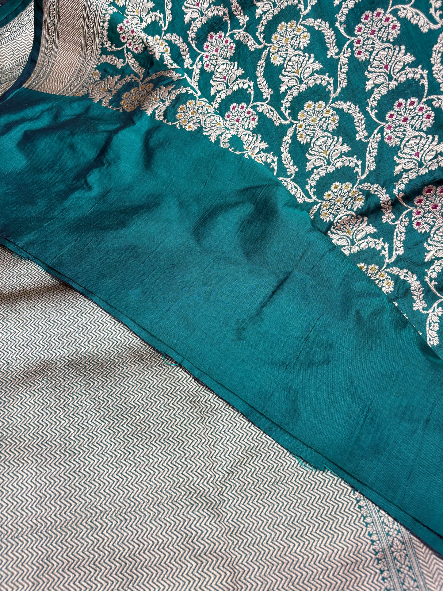 Banarasi Minakari Woven Pure Katan Silk Saree In Teal