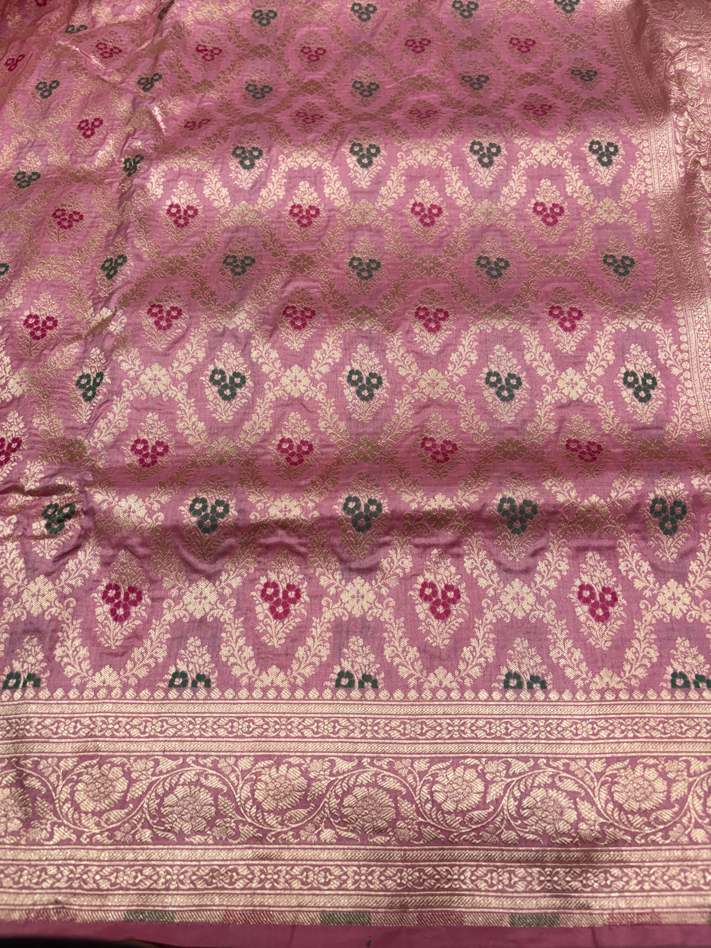 Banarasi Meenakari Woven Pure Katan Silk Saree in Blush Pink