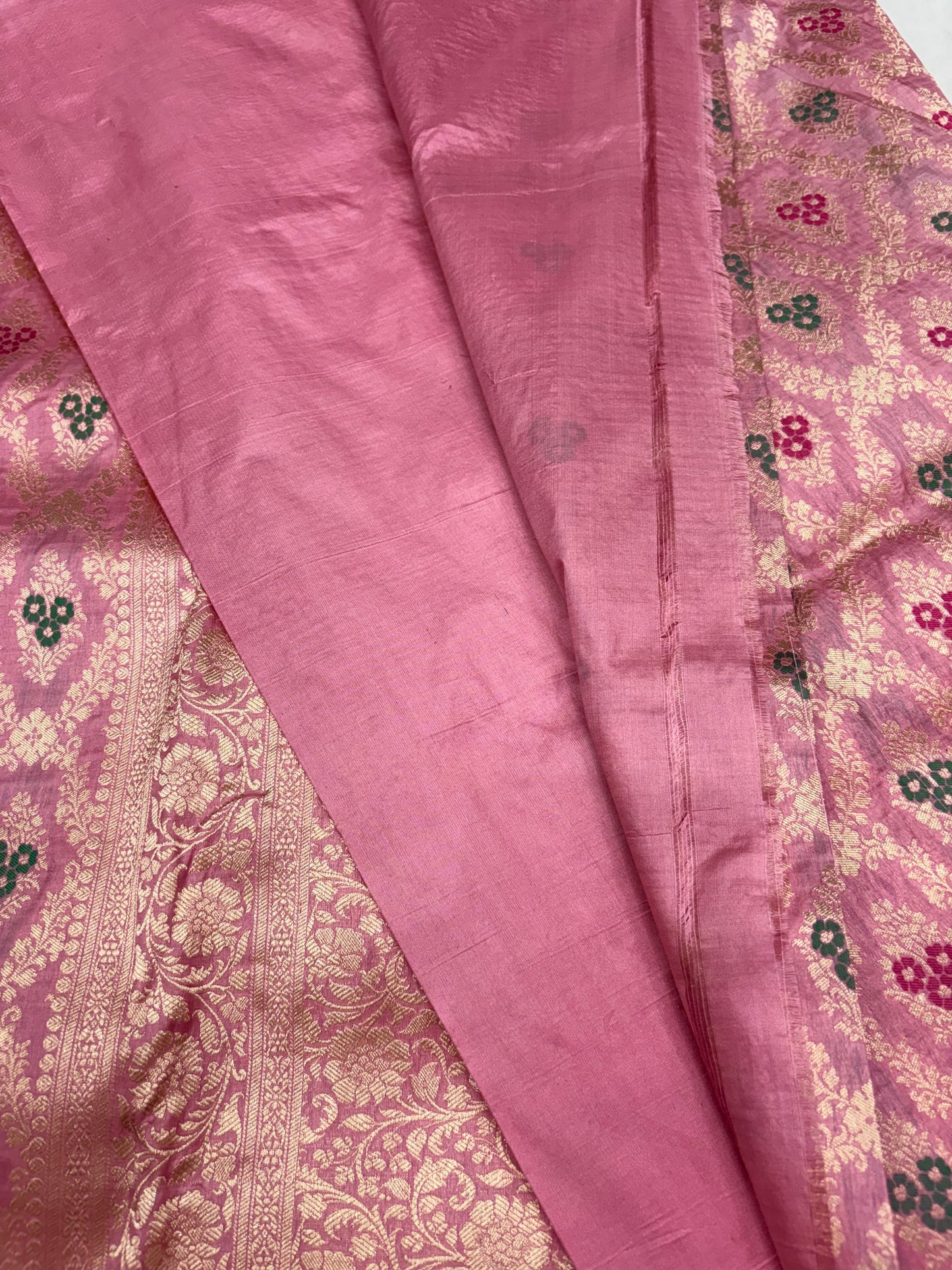 Banarasi Meenakari Woven Pure Katan Silk Saree in Blush Pink