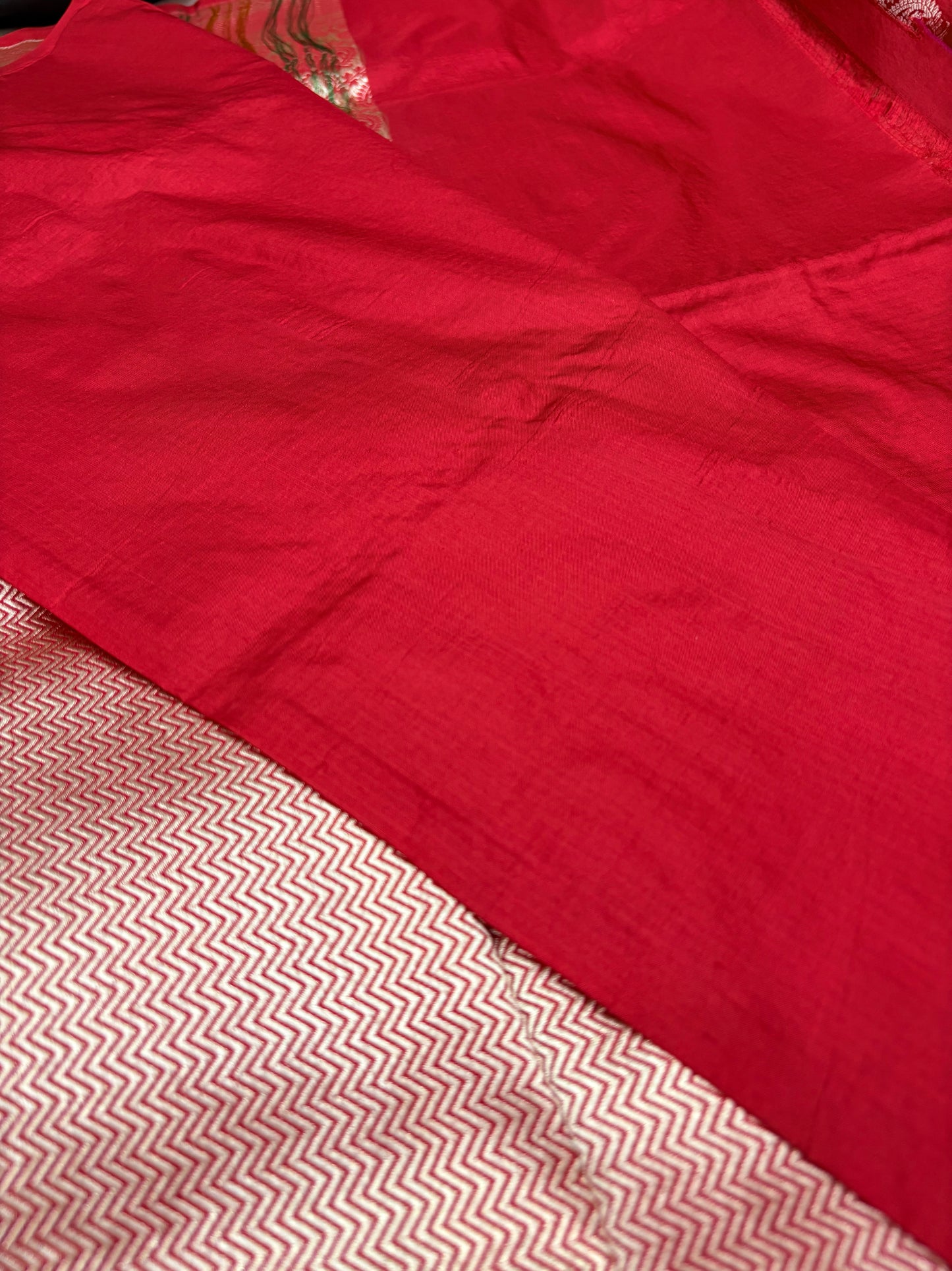 Banarasi Meenakari Woven Pure Katan Silk Saree in Regal Red