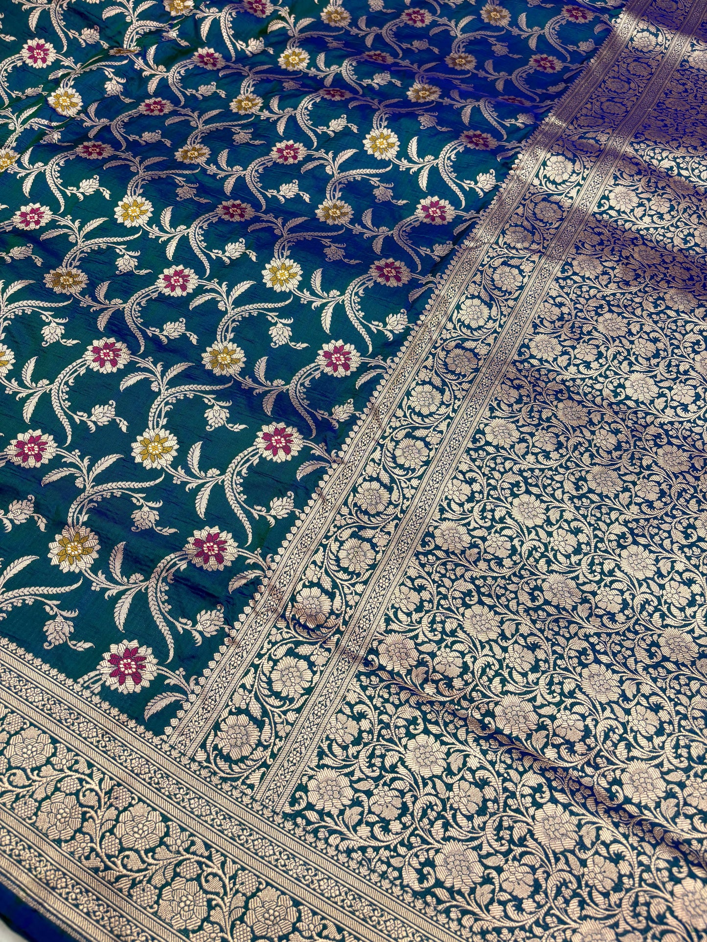 Banarasi Meenakari Woven Pure Katan Silk Saree in Rama Blue
