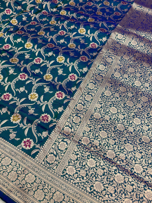 Banarasi Meenakari Woven Pure Katan Silk Saree in Rama Blue (PK20)