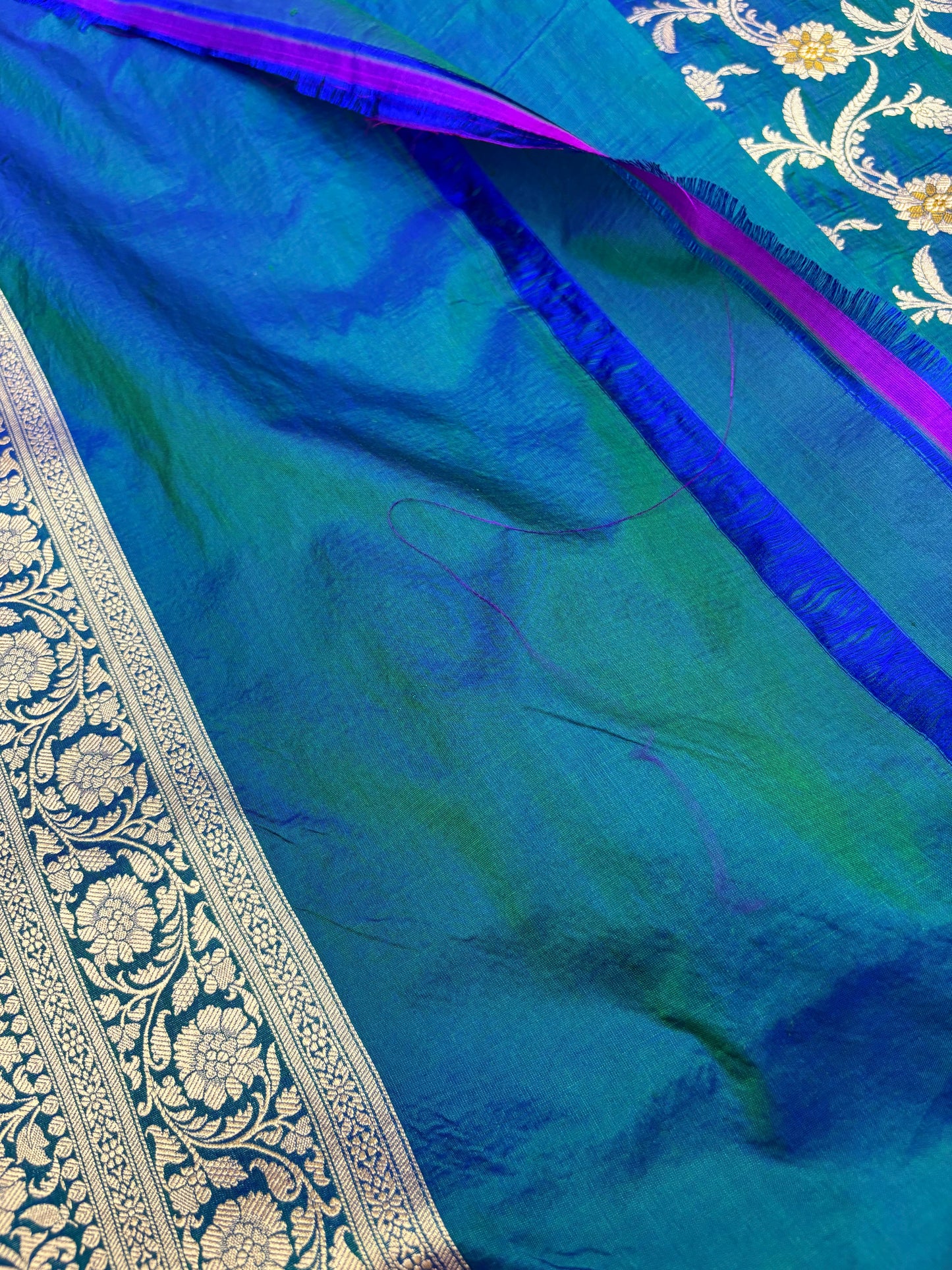 Banarasi Meenakari Woven Pure Katan Silk Saree in Rama Blue