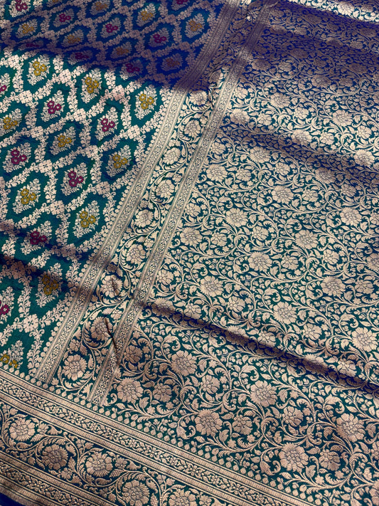 Banarasi Meenakari Woven Pure Katan Silk Saree in Rama Blue (PK21)
