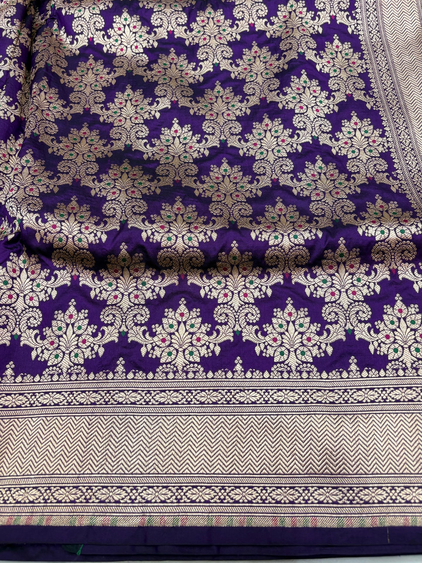 Banarasi Meenakari Woven Pure Katan Silk Saree in Royal Purple
