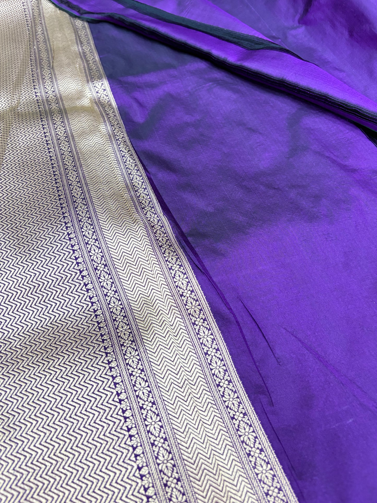 Banarasi Meenakari Woven Pure Katan Silk Saree in Royal Purple