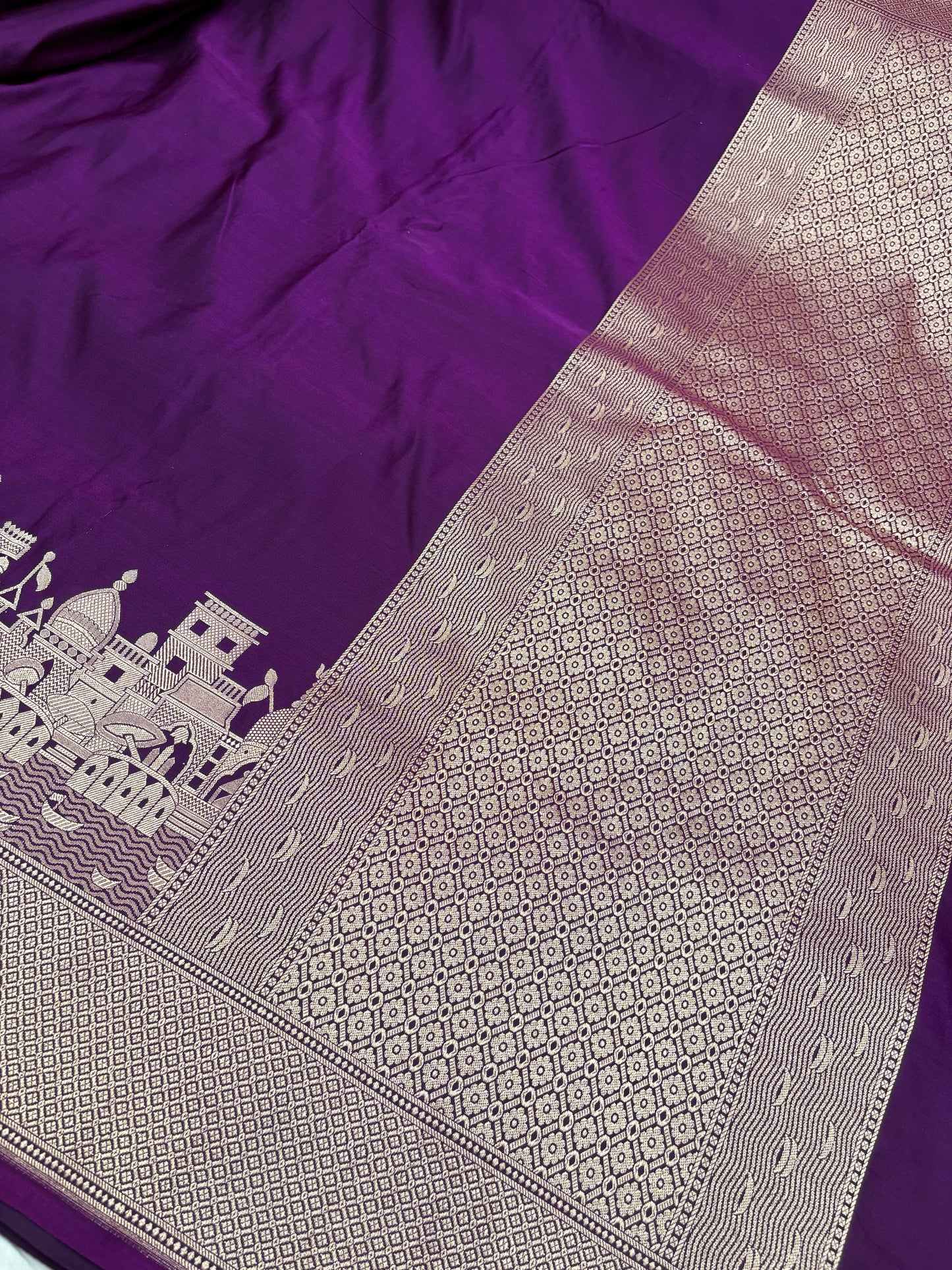 Kashi Darshan Mashru Saree – Wine Purple