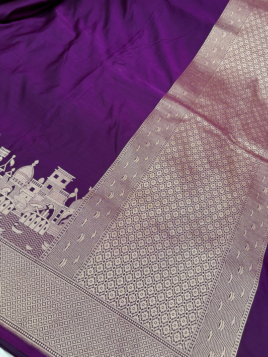 Kashi Darshan Mashru Saree – Wine Purple