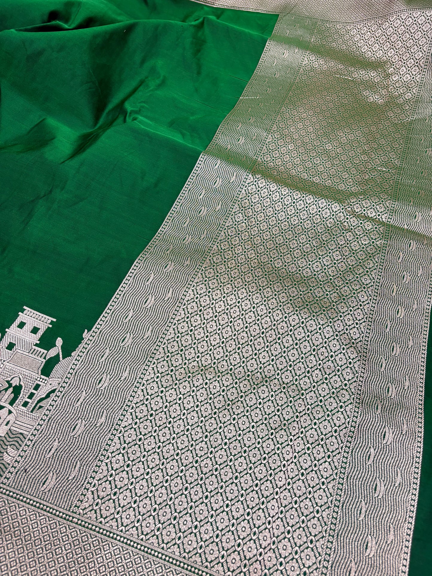 Kashi Darshan Mashru Saree – Green