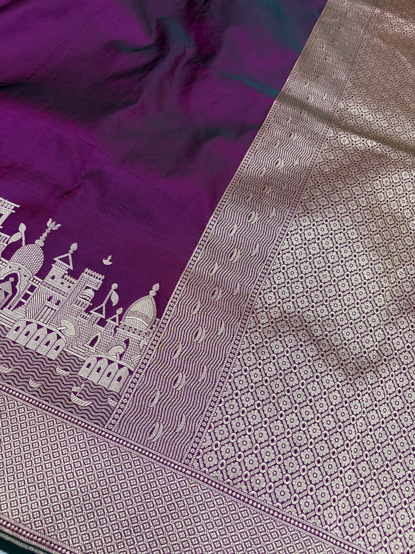 Kashi Darshan Mashru Saree – Wine