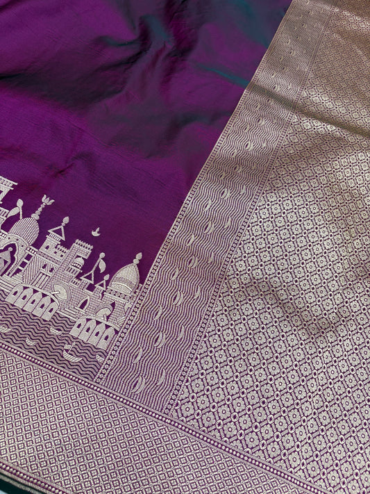 Kashi Darshan Mashru Saree – Wine