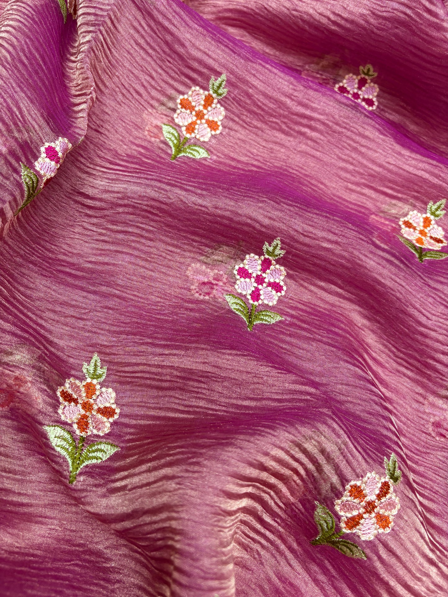 Rosé Bloom Embroidery Pure Tissue Saree