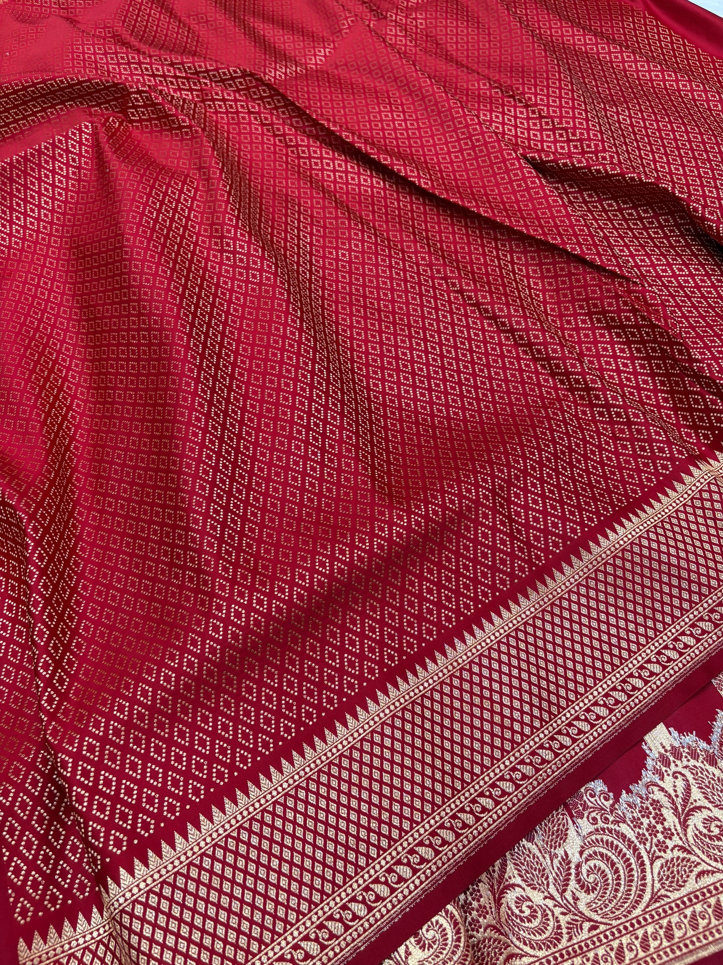 Banarasi Katan Saree with Rich Zari Border &amp; Traditional Pallu (K58)