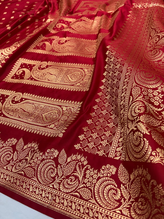 Banarasi Katan Saree with Rich Zari Border &amp; Traditional Pallu (K58)