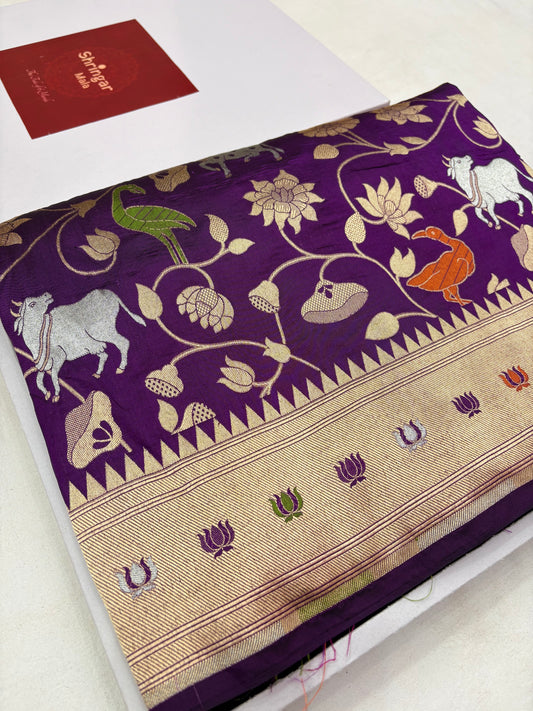 Pure Banarasi Meenakari Silk Saree – Rajsi Jangla (Animal Figure) (PK 24)
