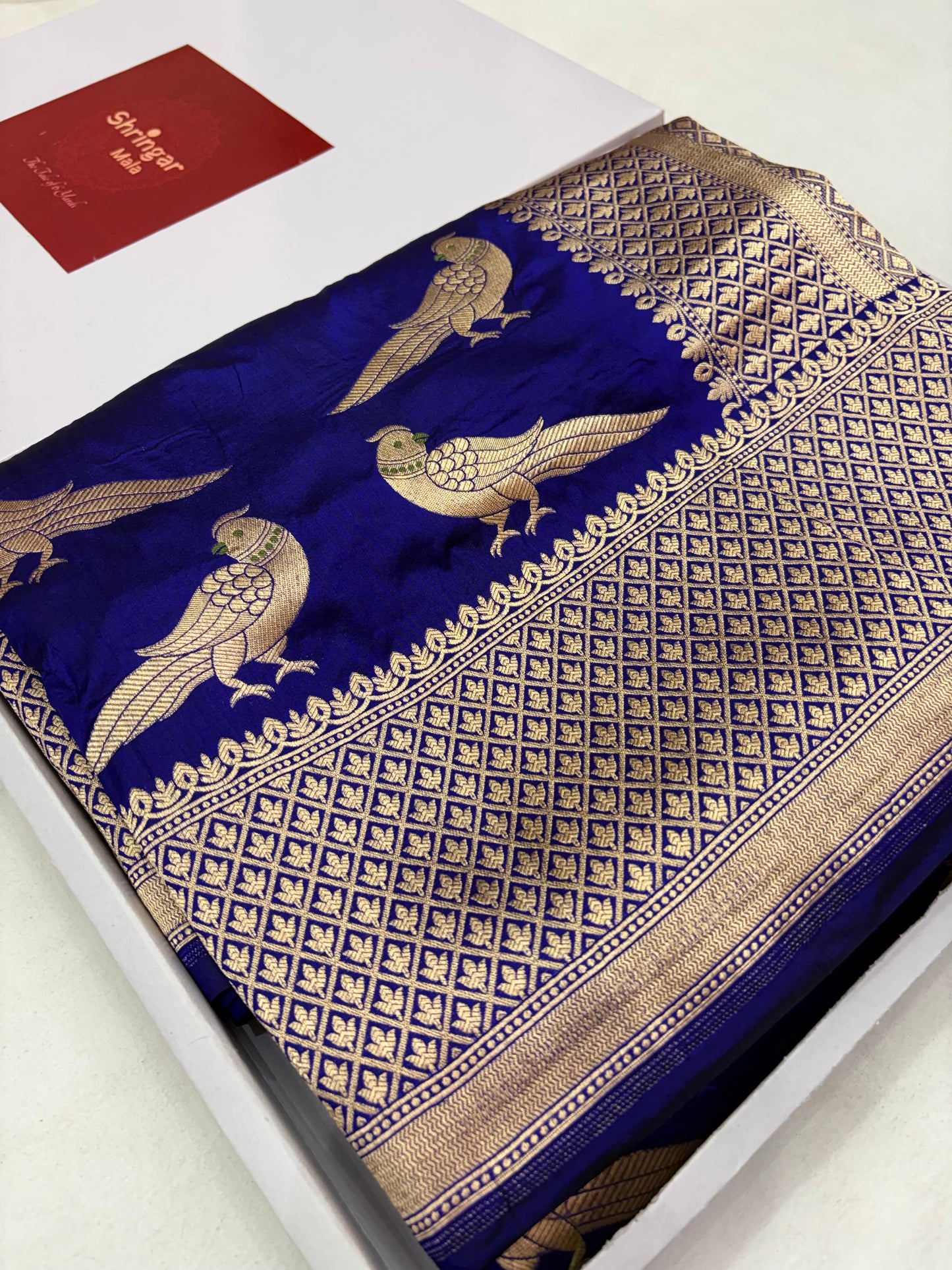 Royal Blue Pure Banarasi Katan Figure Saree (PK27)